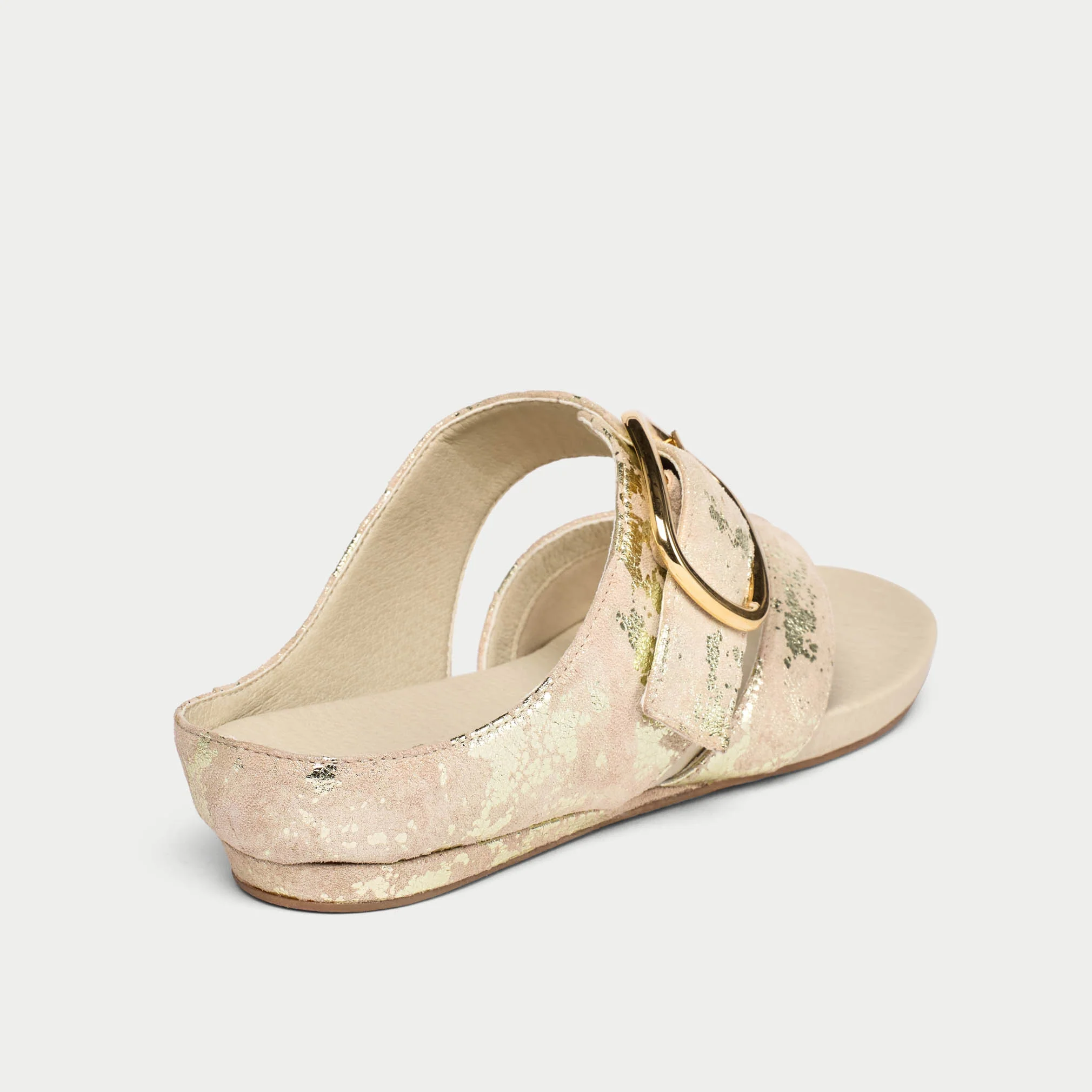 Ruby - Textured Gold Metallic Suede Sandals - Image 5