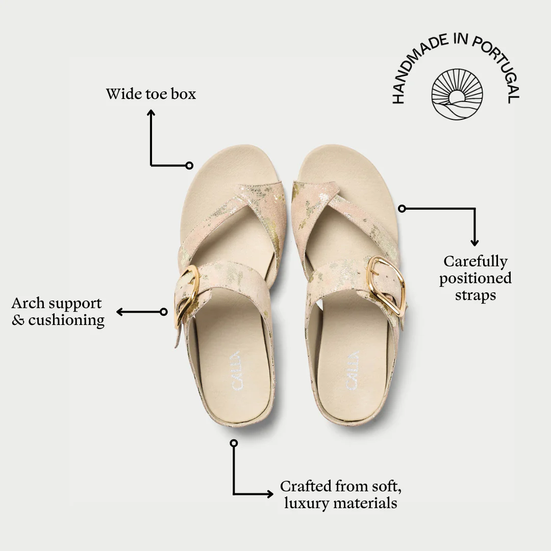 Ruby - Textured Gold Metallic Suede Sandals - Image 6
