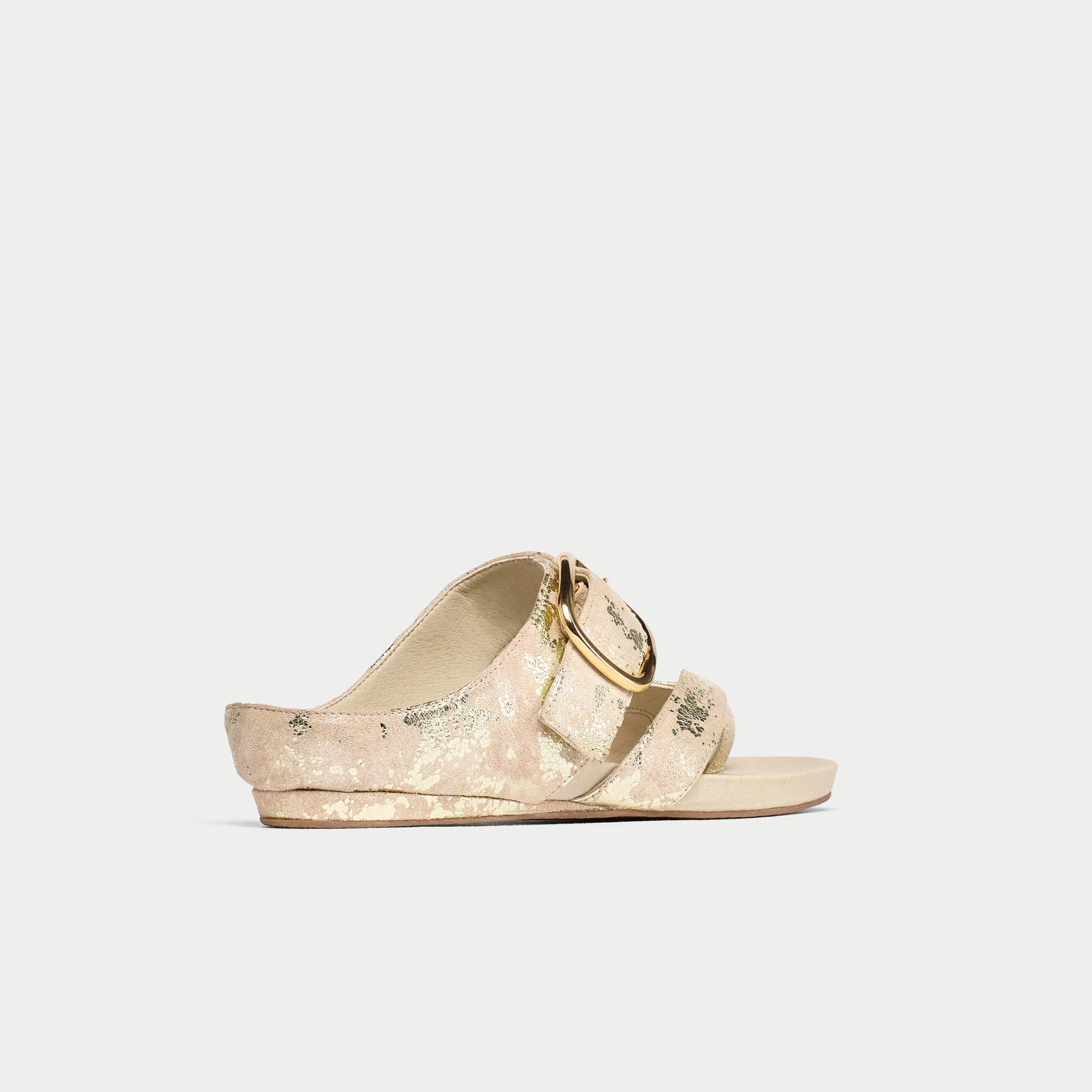 Ruby - Textured Gold Metallic Suede Sandals - Image 8