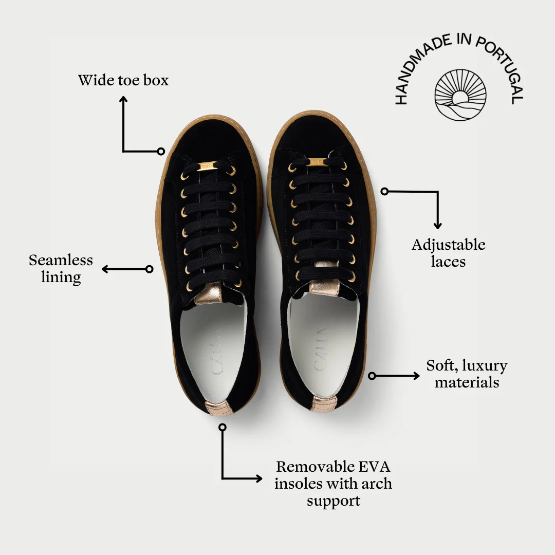 Saturn - Black & Champagne Wide Fit Trainers - Image 5