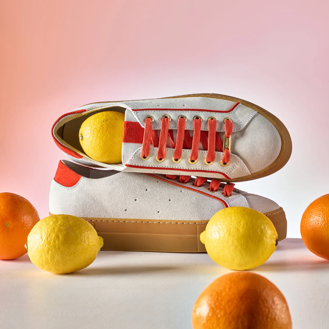 Saturn - Cream & Orange Suede Wide Fit Trainers - Image 10
