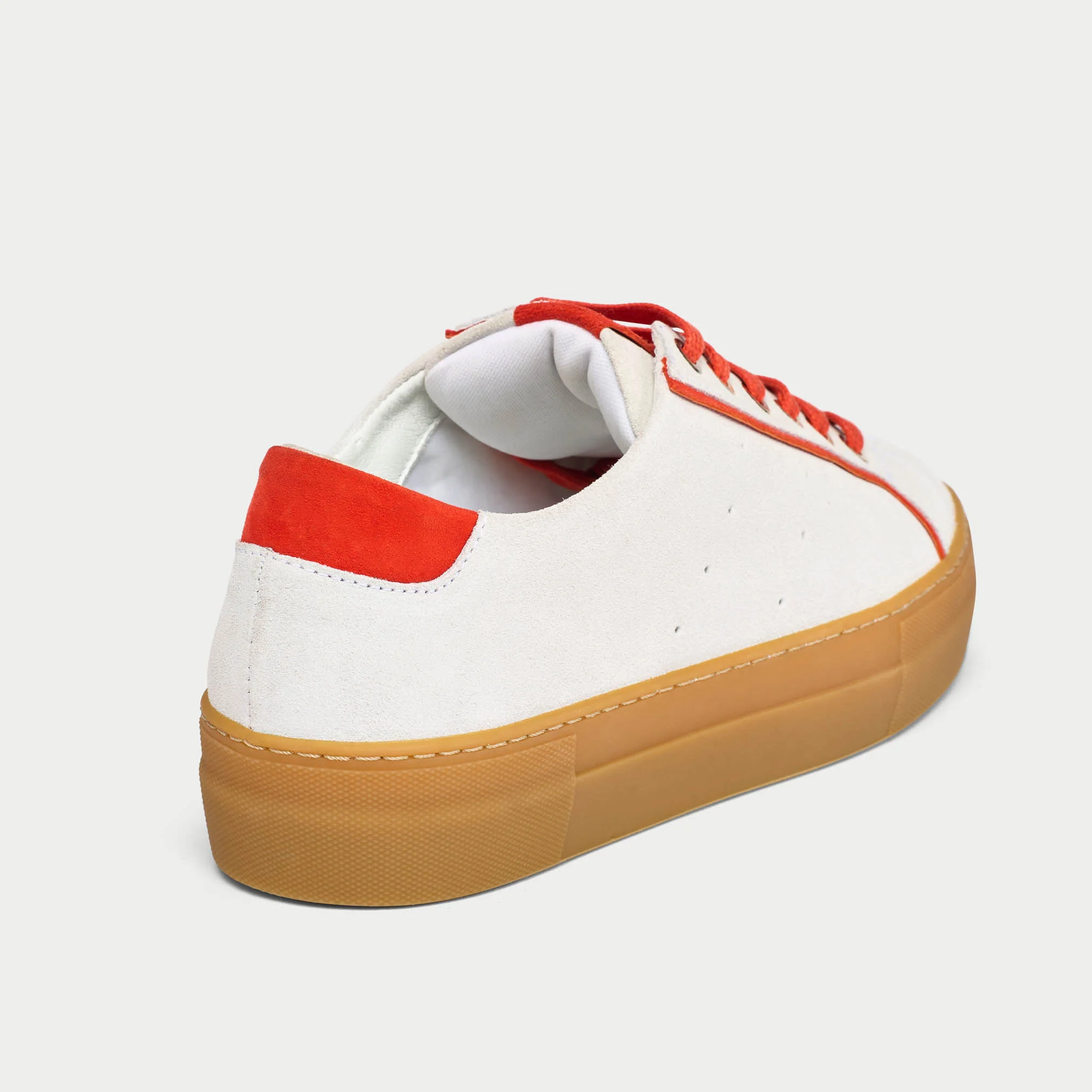 Saturn - Cream & Orange Suede Wide Fit Trainers - Image 8