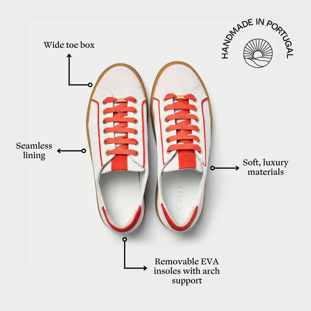 Saturn - Cream & Orange Suede Wide Fit Trainers - Image 9