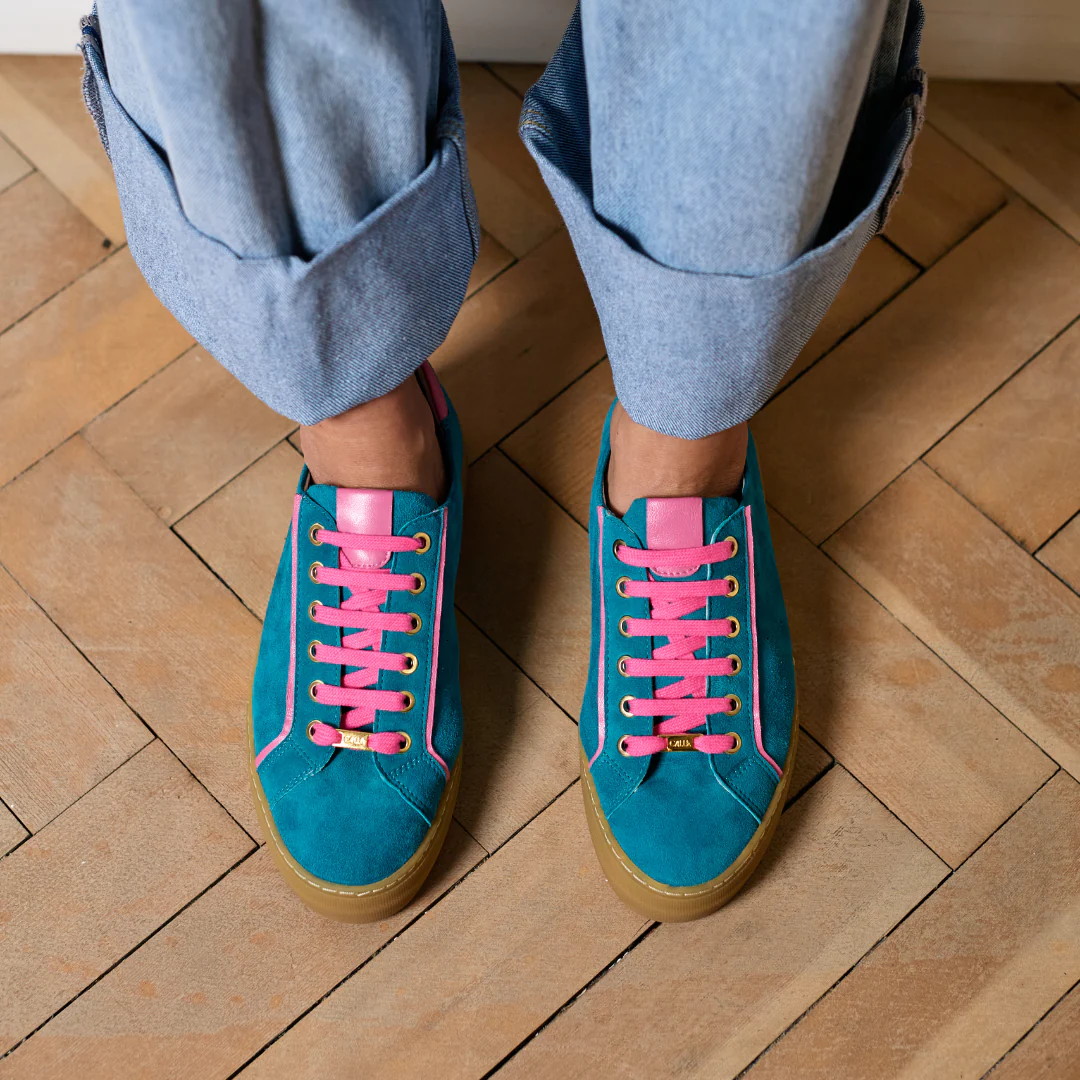 Saturn - Teal & Magenta Suede Wide Fit Trainers - Image 12