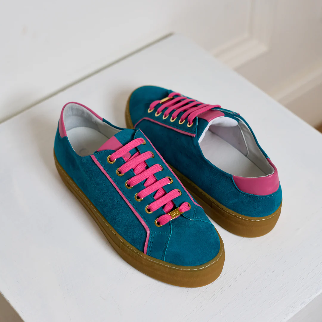 Saturn - Teal & Magenta Suede Wide Fit Trainers - Image 13
