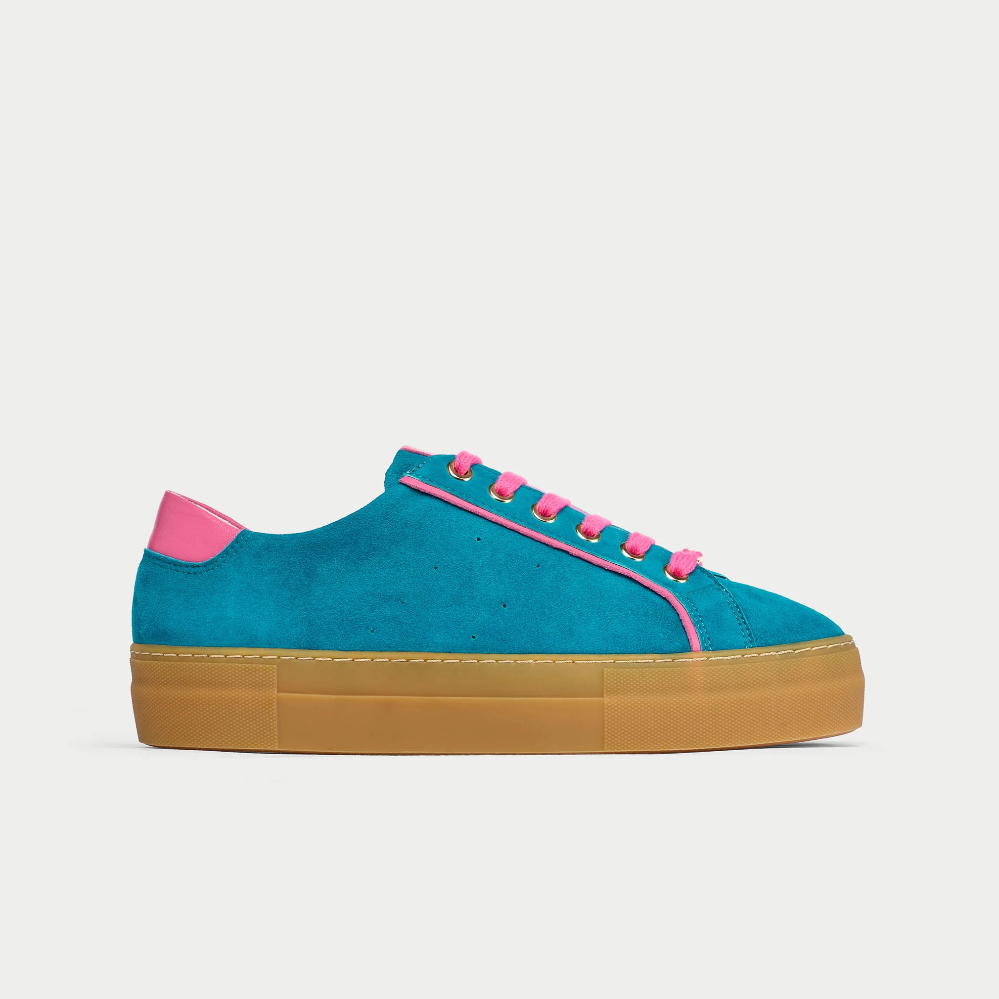 Saturn - Teal & Magenta Suede Wide Fit Trainers - Image 2