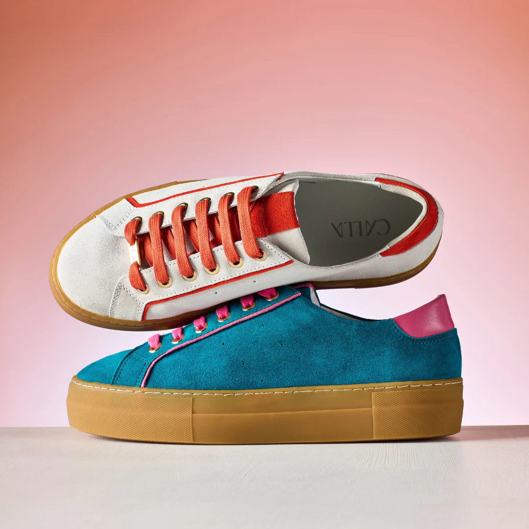 Saturn - Teal & Magenta Suede Wide Fit Trainers - Image 9