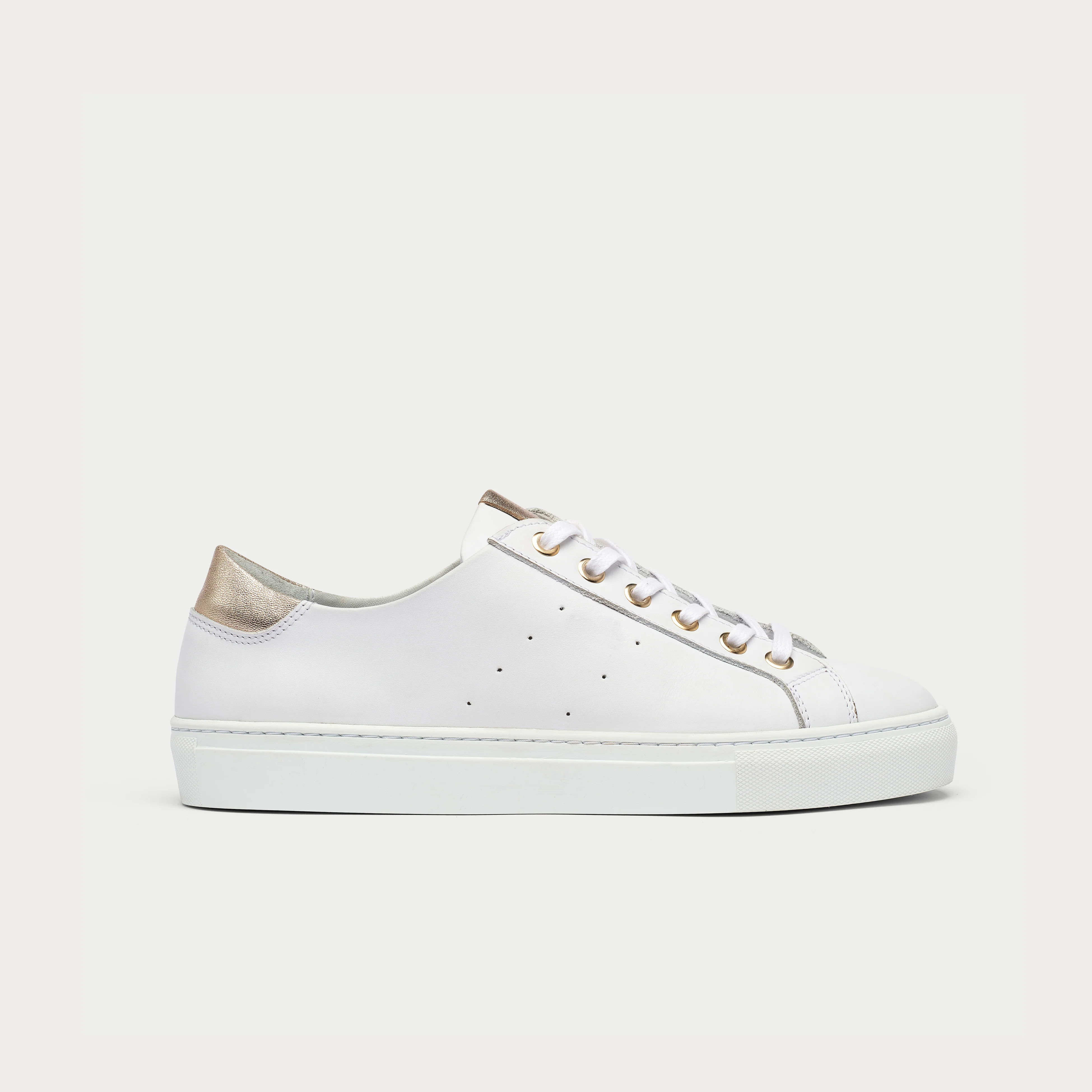 Star - Smooth White Leather & Champagne Trainers