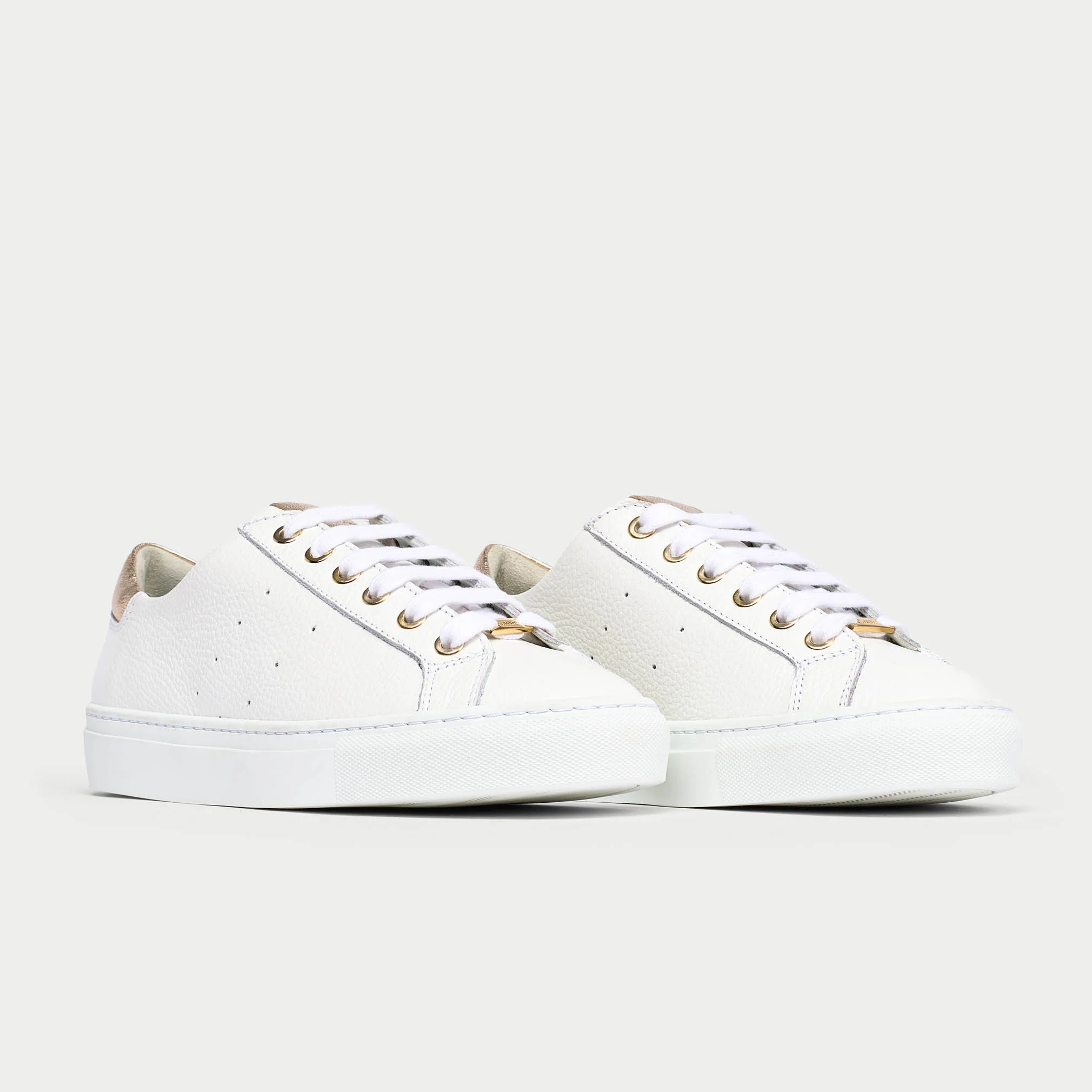 Star - Grain White Leather & Champagne Wide Fit Trainers - Image 4