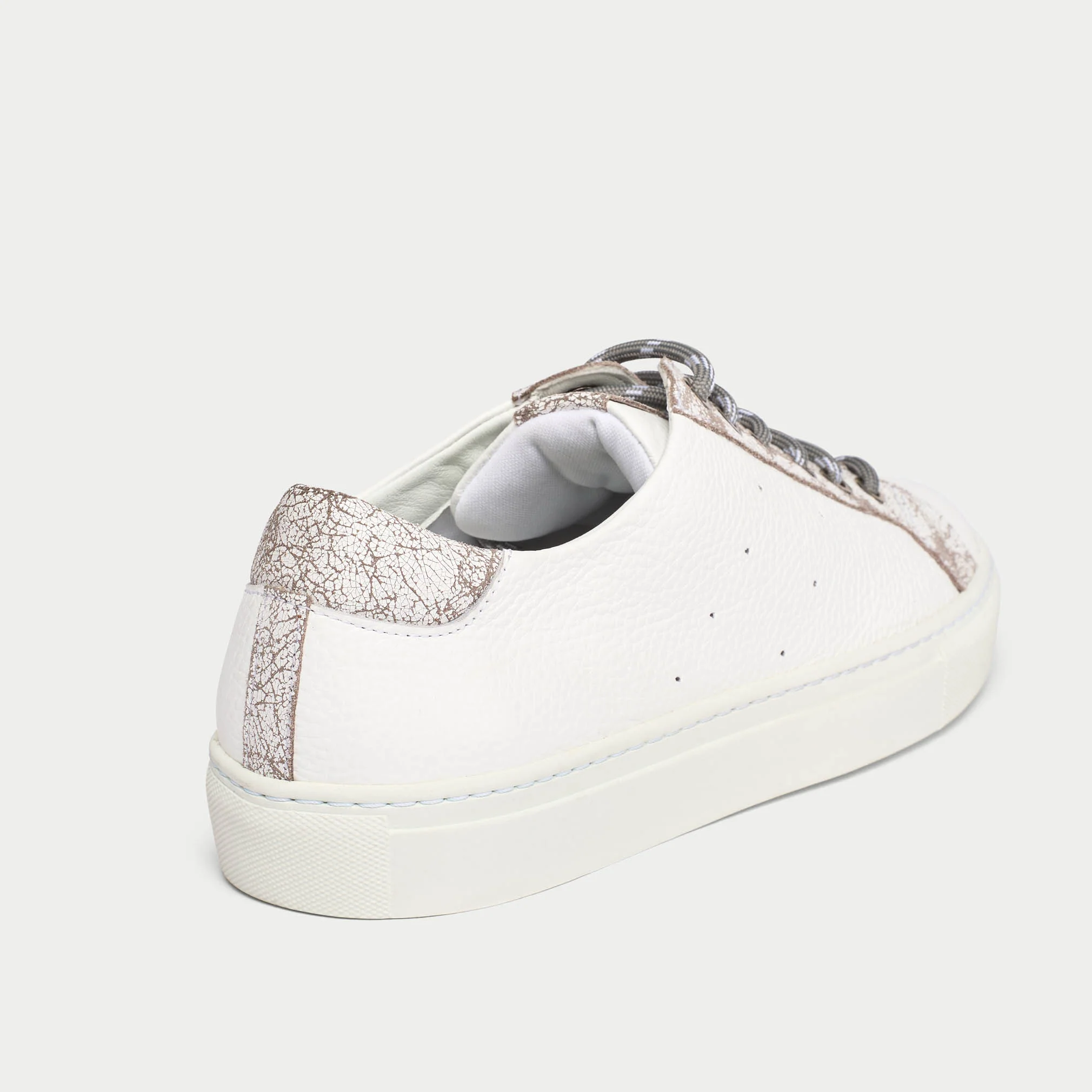 Star - White & Grey Leather Wide Fit Trainers - Image 5
