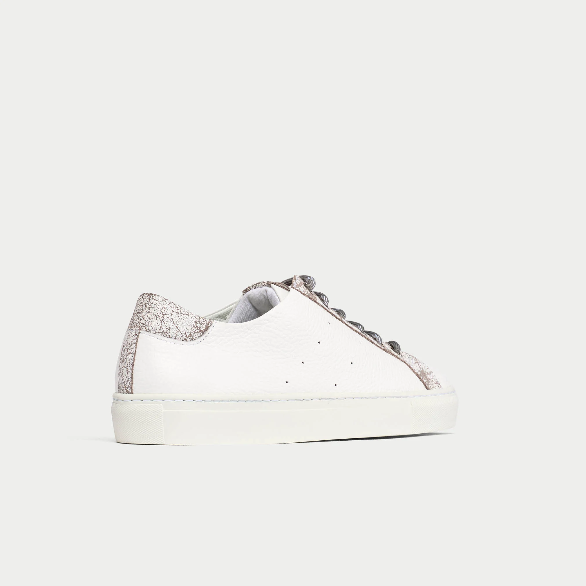 Star - White & Grey Leather Wide Fit Trainers - Image 7